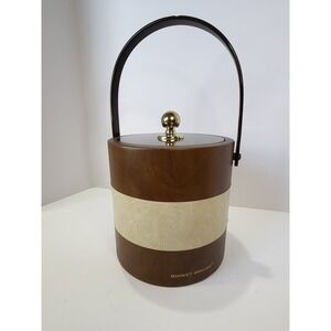 Vintage Bucket Brigade Morgan Designs Ice Bucket Brown Faux Leather Mid Century